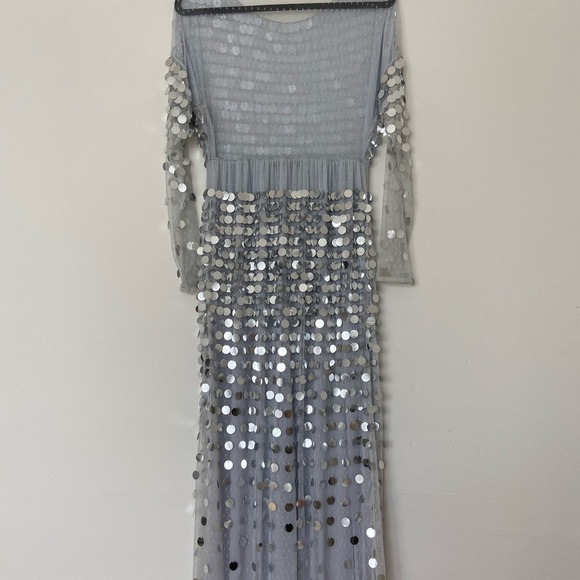 Alexachung Paillette Embellished Silver Sequin Mirror Ball Tulle Midi Dress - Picture 14 of 16